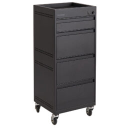 Studio 4 Drawer Steel Locking Salon Trolley Black