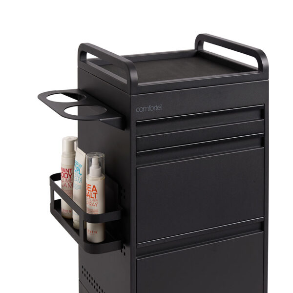Studio 3 Drawer Steel Salon Trolley Black | Comfortel Salon