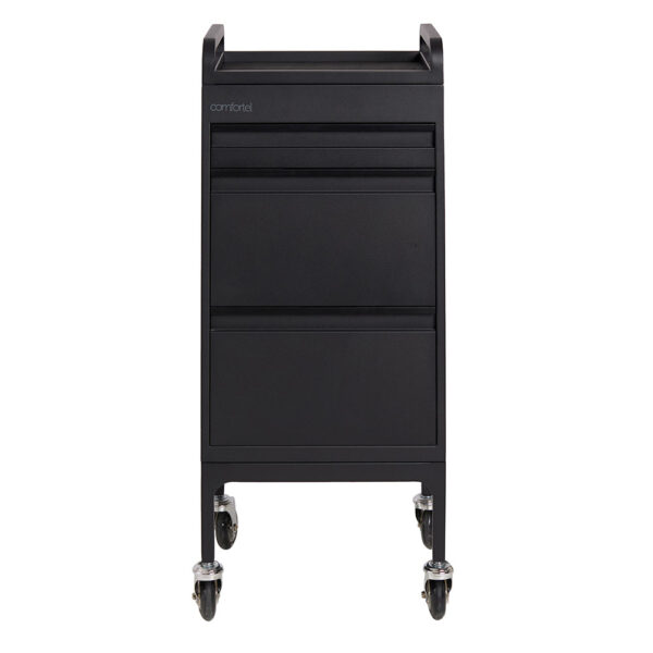 Studio 3 Drawer Steel Salon Trolley Black | Comfortel Salon